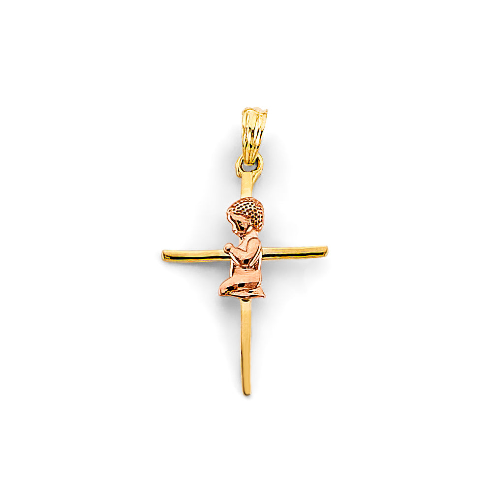 14K Gold Primera Comunión Cross Pendant