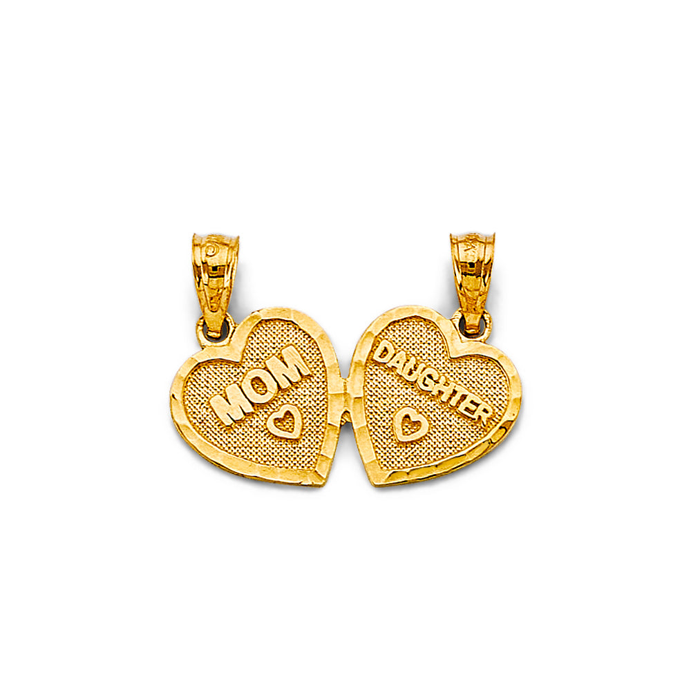 14k gold “mom & daughter” heart pendant set