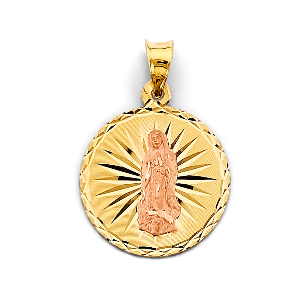 14k gold two color round virgencita pendant