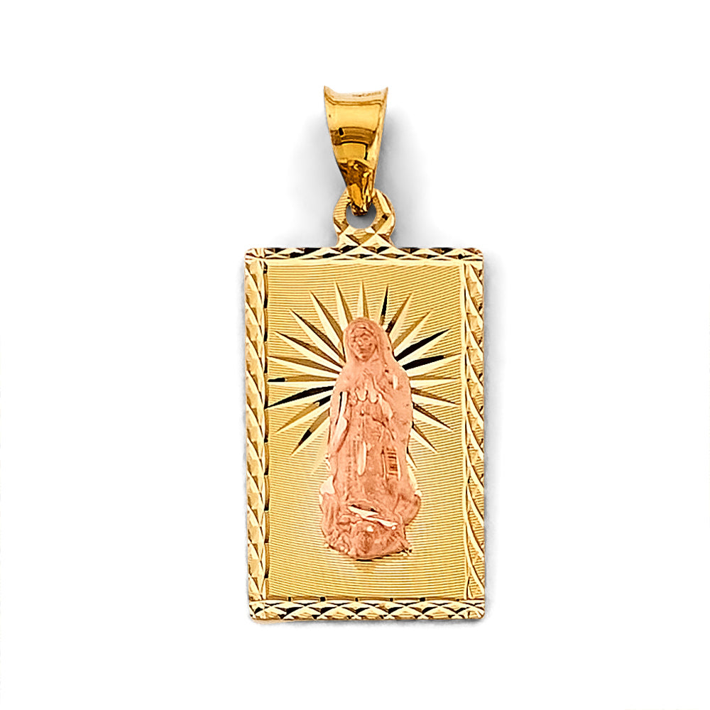14k gold two tone virgencita square pendant (m)