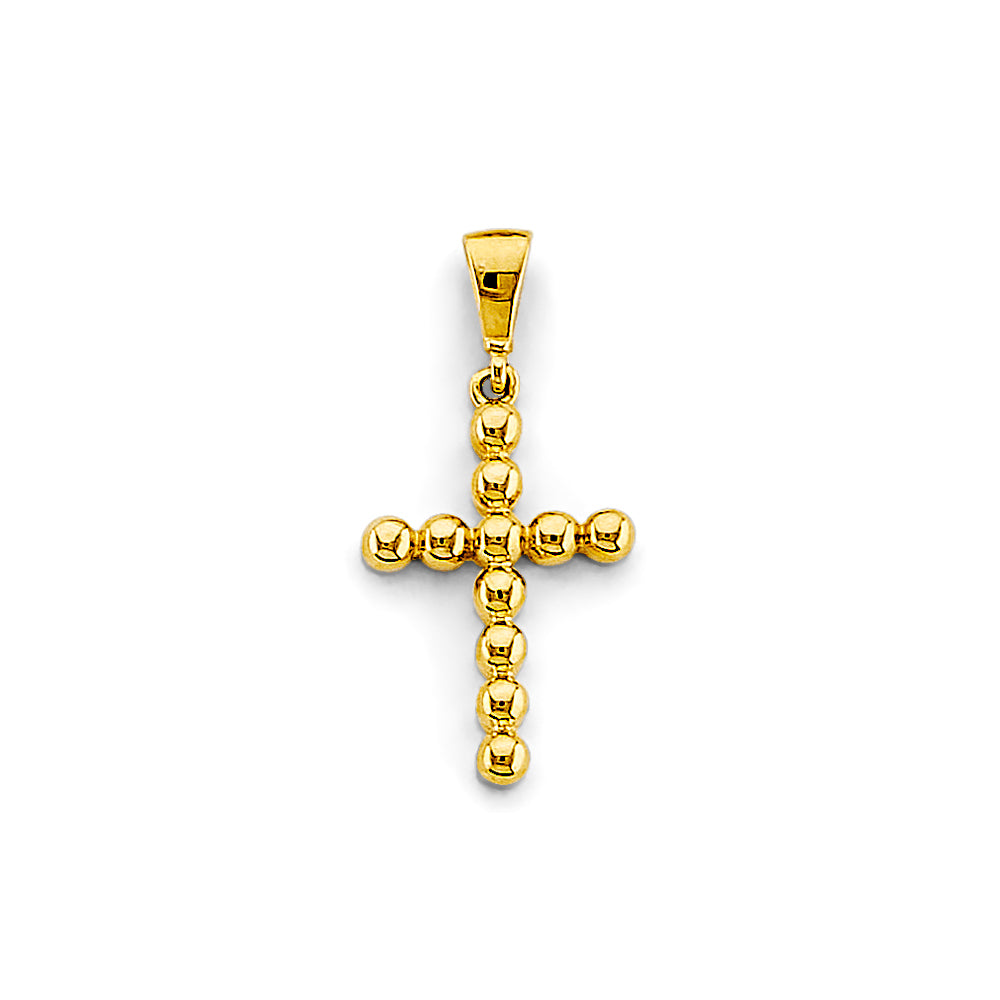 Herlyn's Bubble Cross – 14K Gold Beaded Cross Pendant