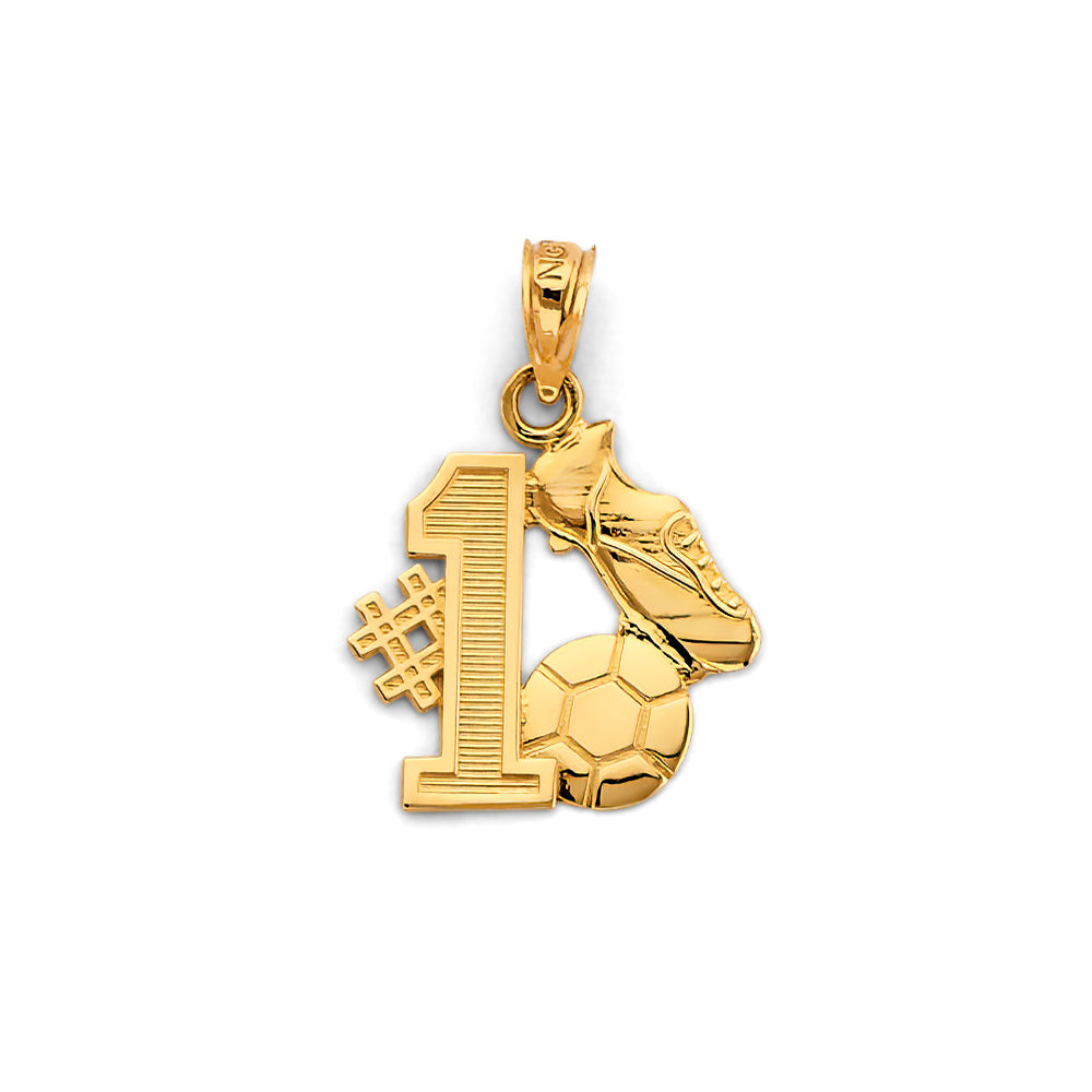 14k gold #1 soccer pendant