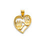 14K gold heart pendant with baby handprints inside, yellow gold charm perfect for new moms, Mother’s Day, baby showers, or family keepsakes, 20mm x 15mm.