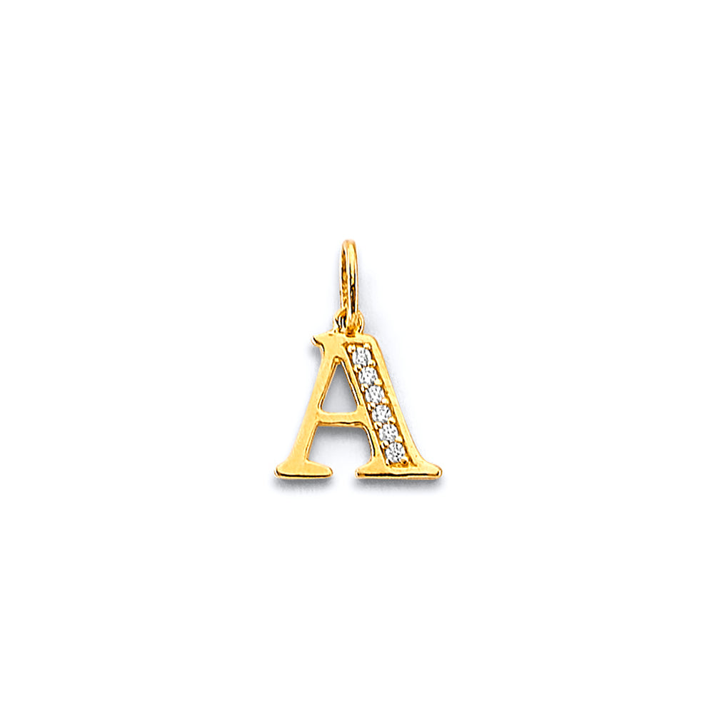 14k gold cz initial pendant