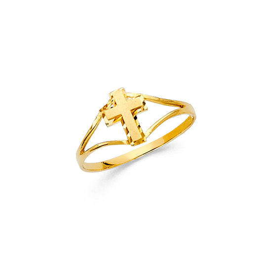14k gold baby cross ring or womens pinky ring