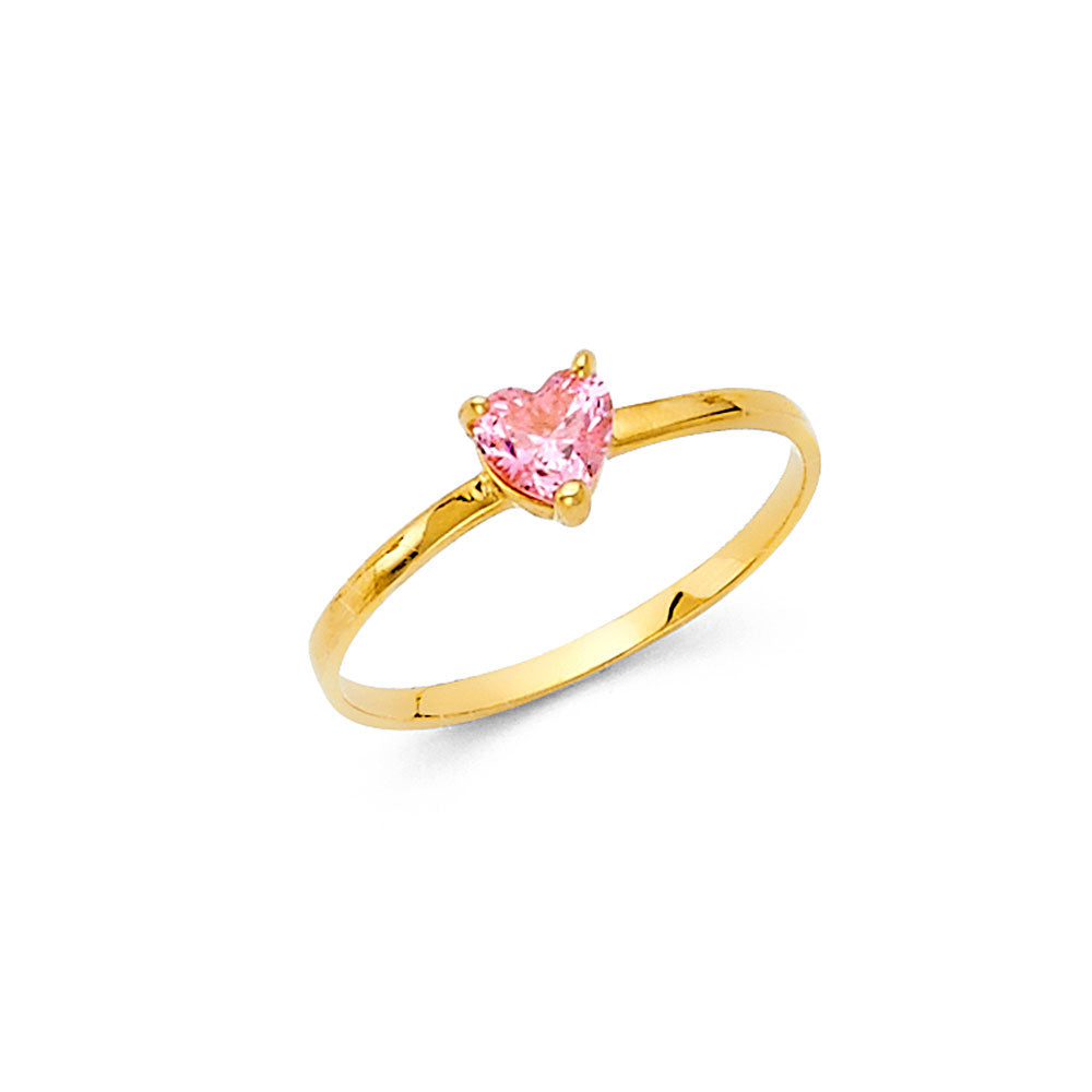 14k gold baby heart cz ring or womens pinky ring