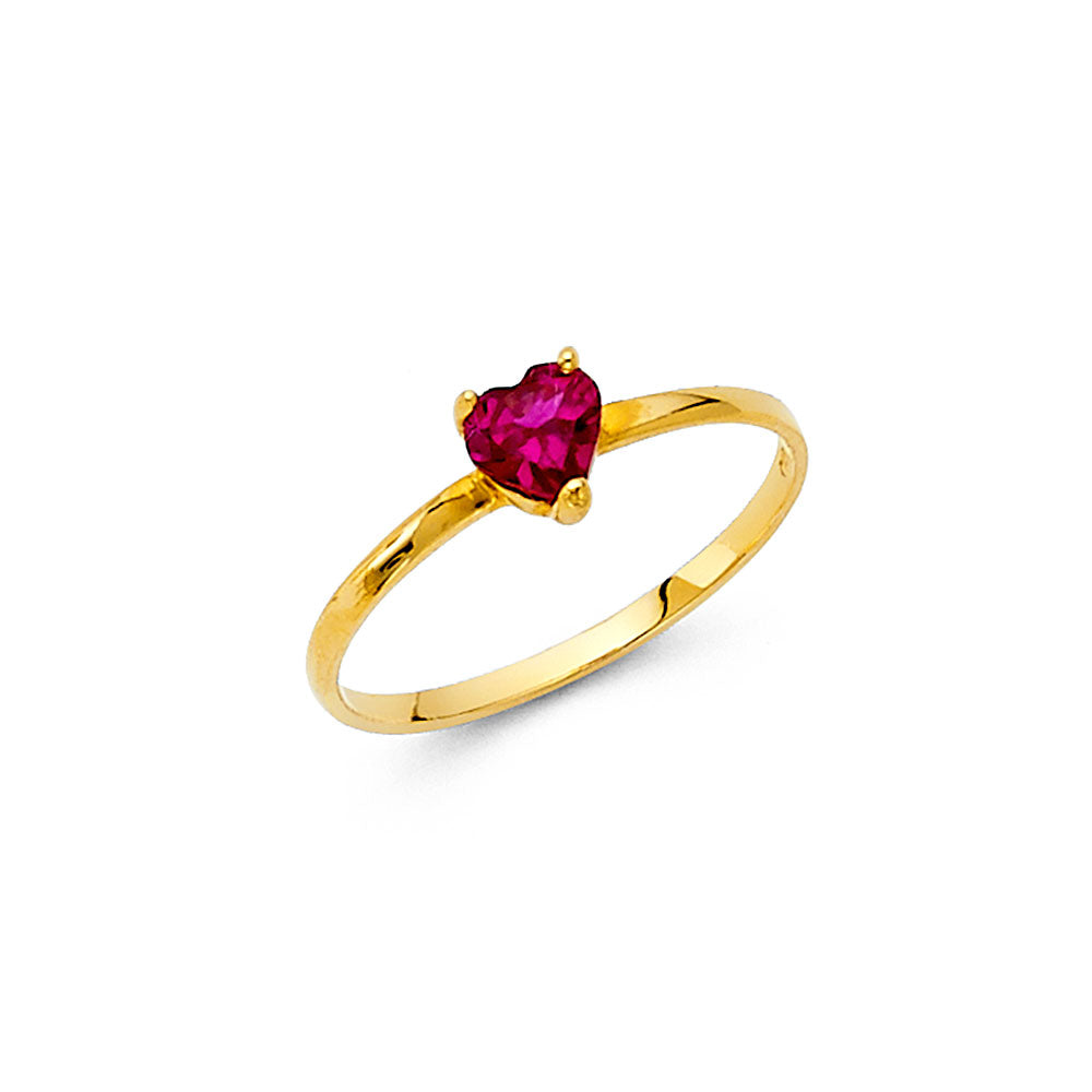 14k gold baby heart cz ring or womens pinky ring