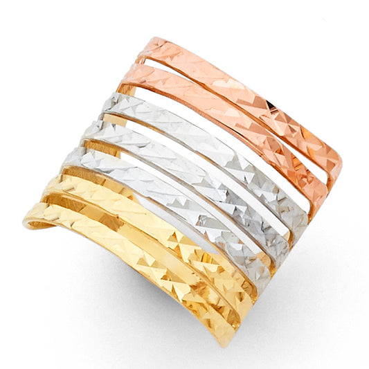 Anillo Semanario para mujer de oro macizo de 14 quilates con 3 piedras