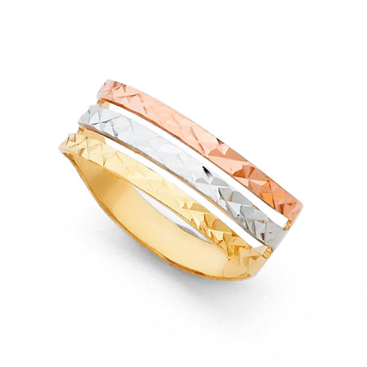 Anillo Semanario para mujer de oro macizo de 14 quilates con 3 piedras