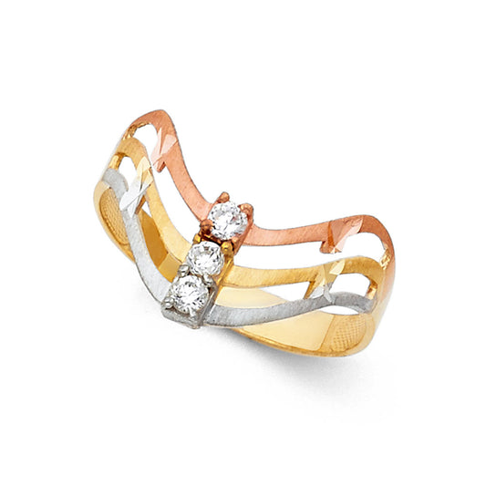 Anillo Semanario para mujer de oro macizo de 14 quilates con 3 piedras