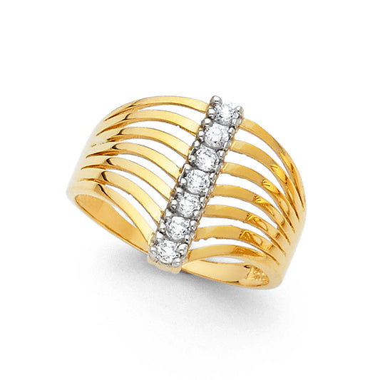 Anillo Semanario para mujer de oro macizo de 14 quilates con 3 piedras