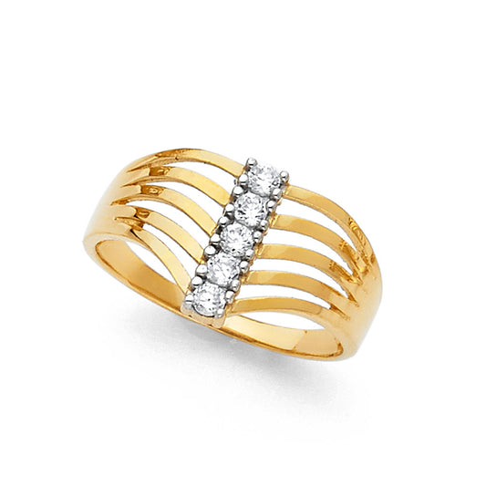 Anillo Semanario para mujer de oro macizo de 14 quilates con 3 piedras