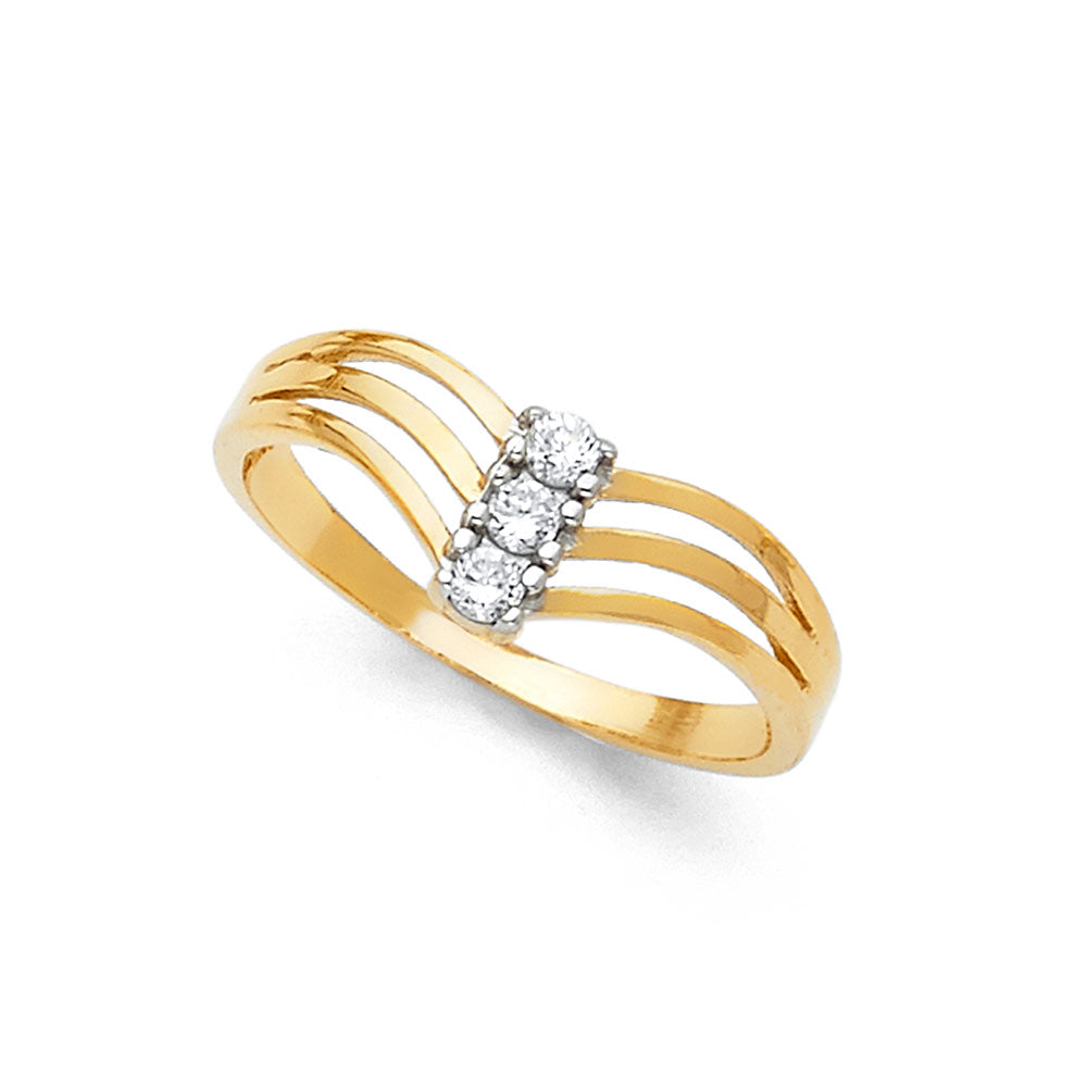 “línea mini” – 14k gold dainty open band ring with cz stones