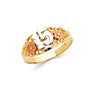 14K gold 15 años ring, quinceañera ring gold, 15 años flower ring, 15 ring with roses, real gold quince ring, 14k two tone 15 años jewelry, 15 años regalo anillo oro
