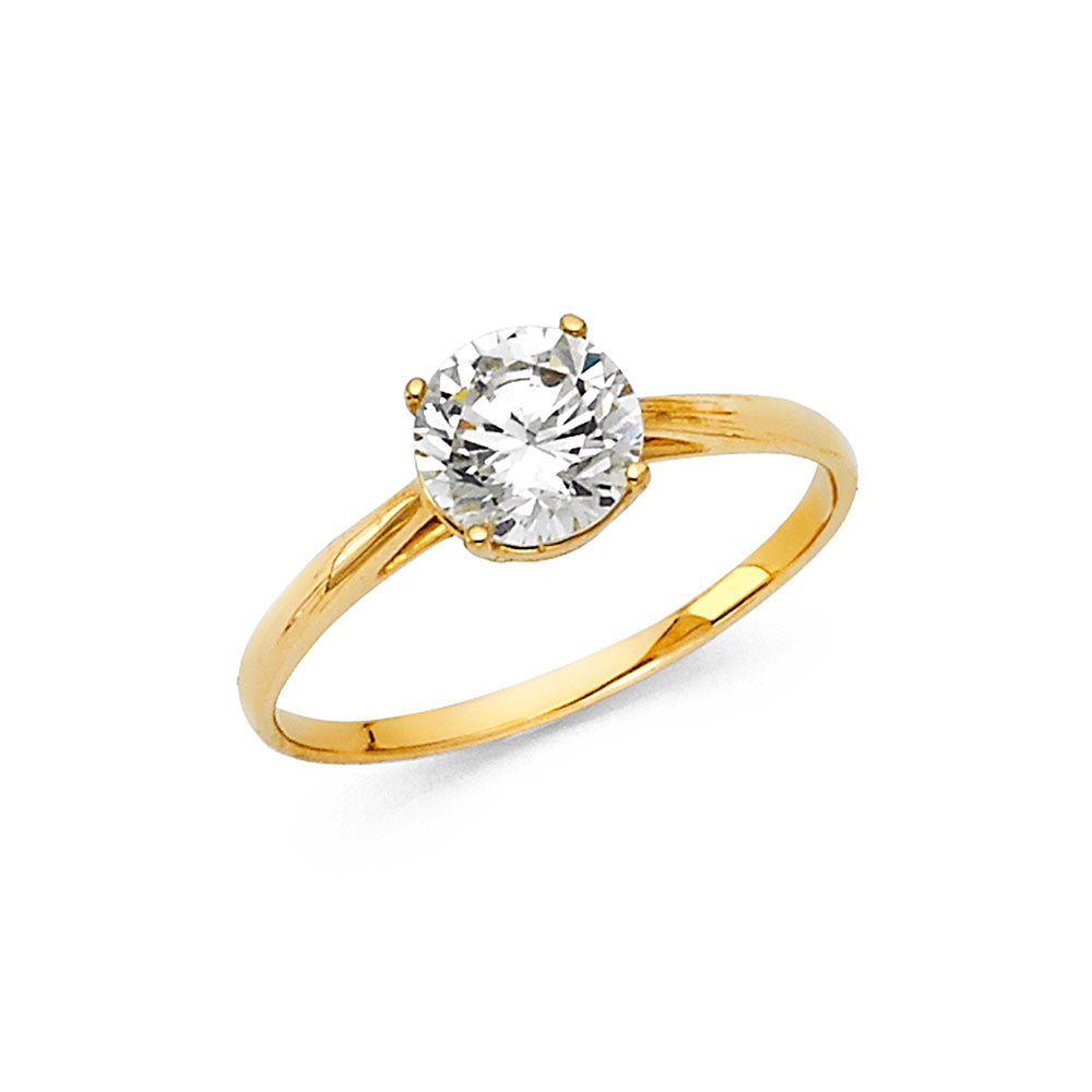 14K Gold Petite CZ Solitaire Ring