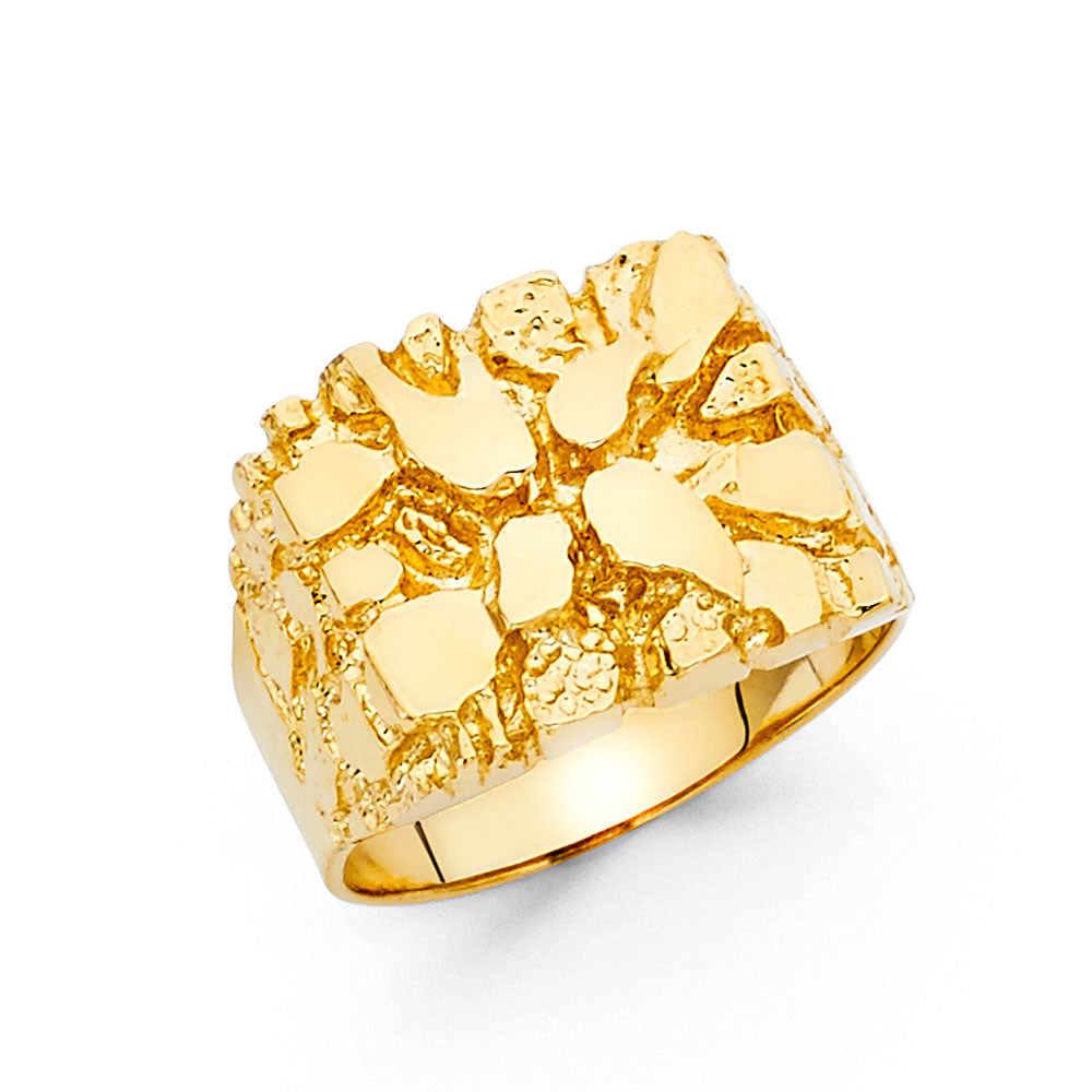 14K Gold Square Nugget Ring