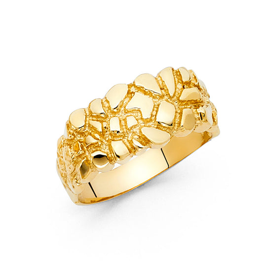 14k gold mens nugget ring (1669)