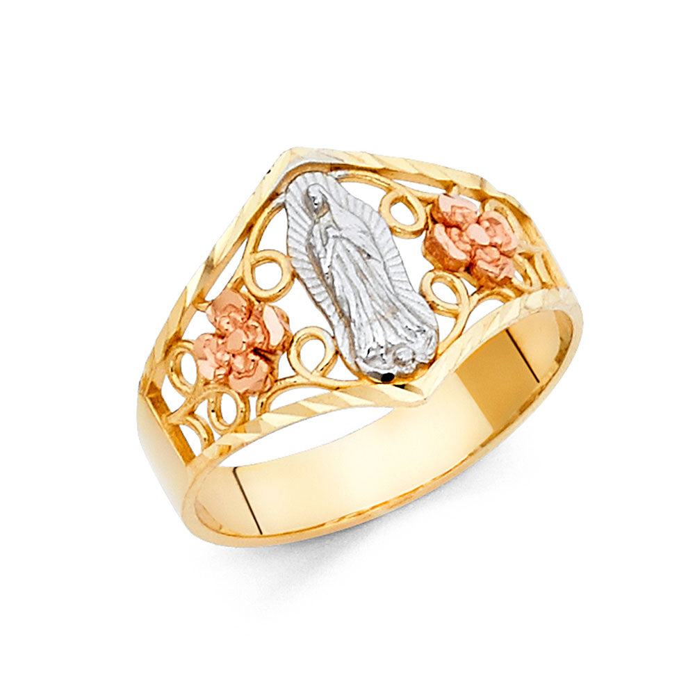 14k gold three-color virgencita ring