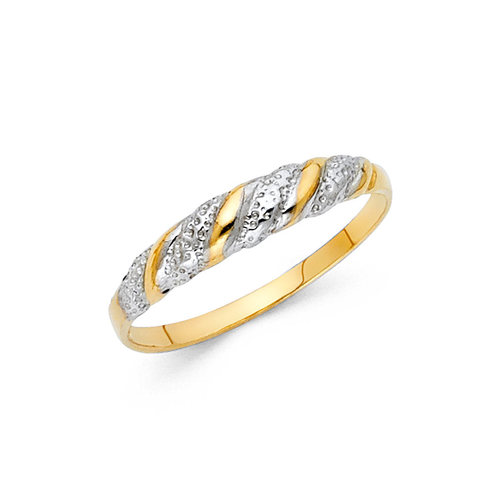 “dulce trenza” – 14k gold braided band with white gold accents