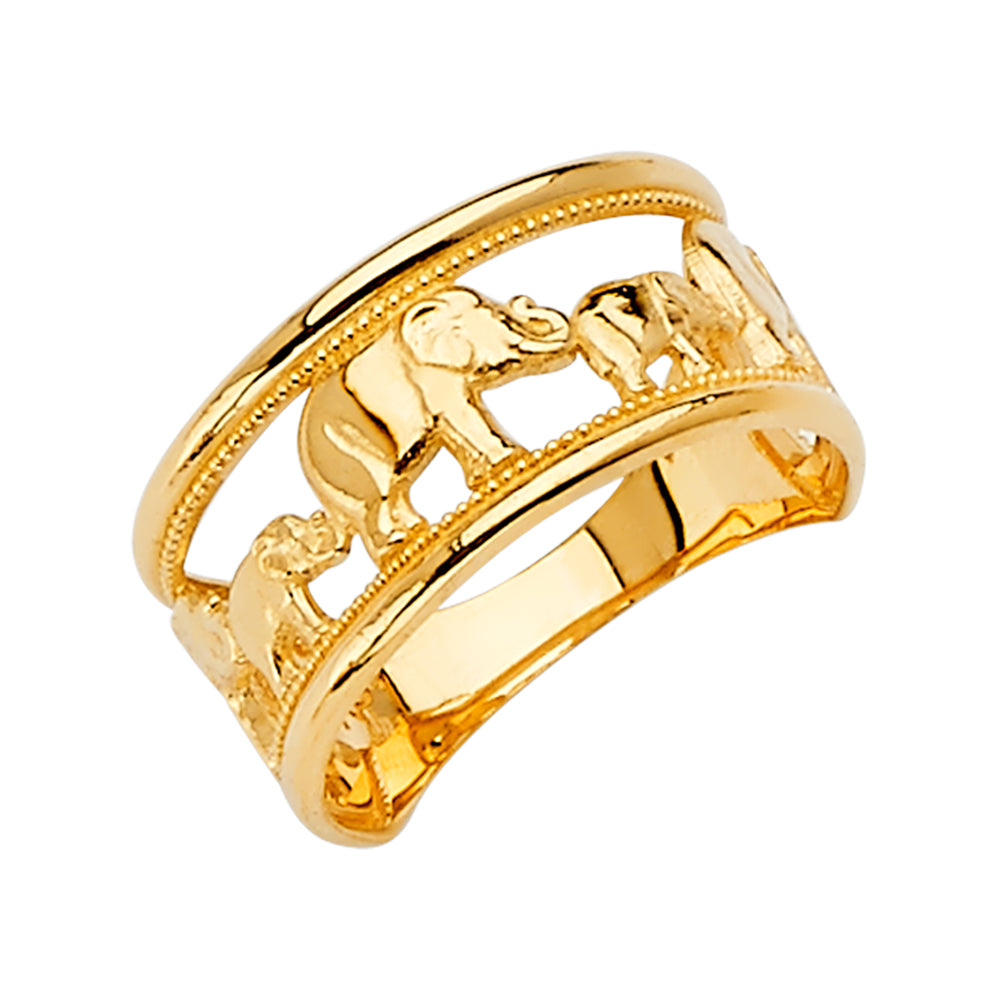 14k gold lucky elephant ring