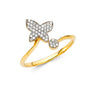 14K gold butterfly ring, pave butterfly ring, open style gold ring, dainty butterfly jewelry, real gold butterfly ring