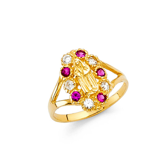 14k gold baby virgencita cz ring or womens pinky ring
