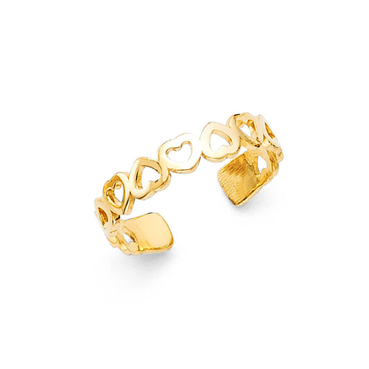 Anillo de dedo del pie de amor, amor, amor de oro macizo de 14 quilates