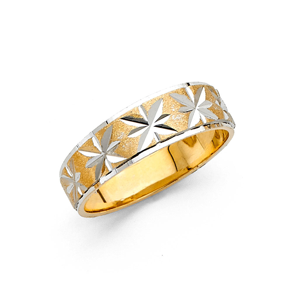 14K Gold Women's Wedding Band – 6mm Starburst