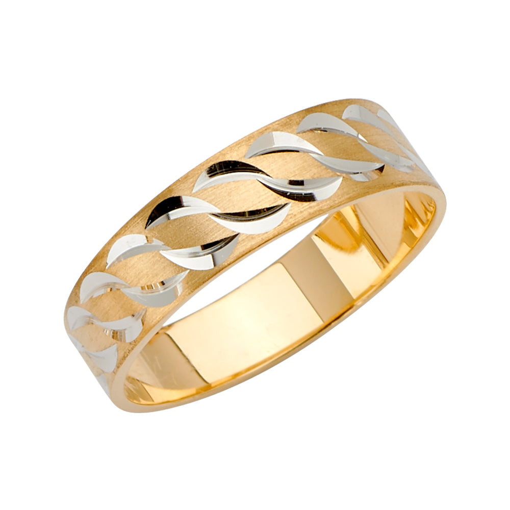 14K Gold Men's Wedding Band – 6mm Diamond-Cut Twist Design