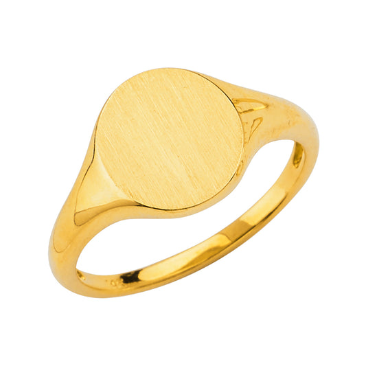 14k gold round signet ring, engravable gold signet ring, classic gold signet ring for women and men, solid gold personalized ring