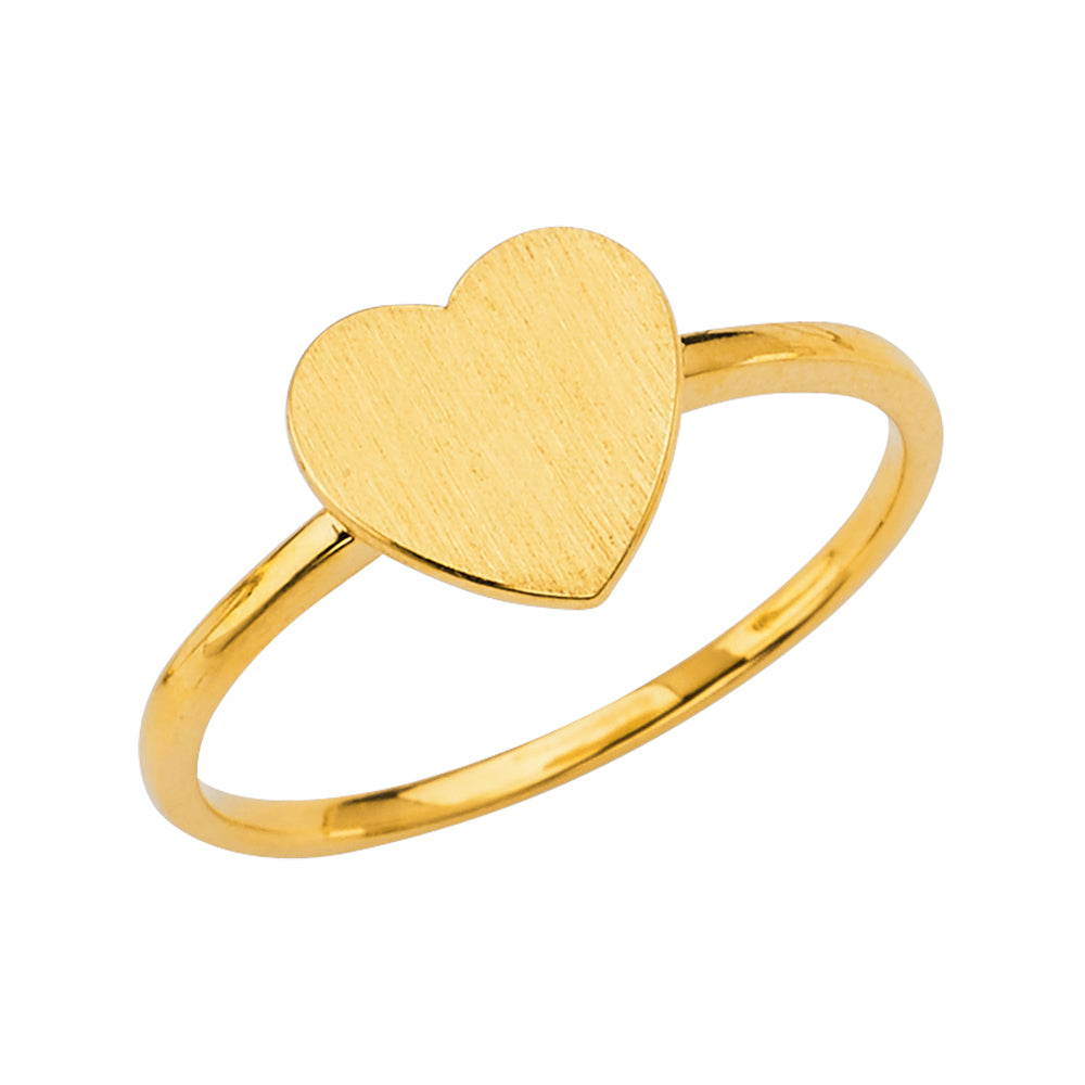 14K Gold Heart Signet Ring