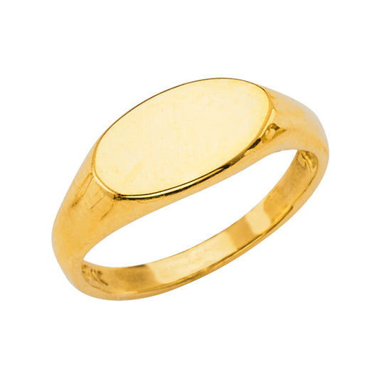 14K Gold Oval Baby Signet Ring or Women's Pinky Ring