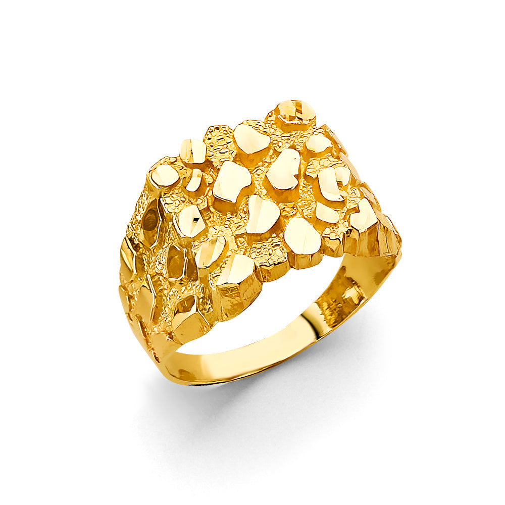 14K Gold Mens Nugget Ring
