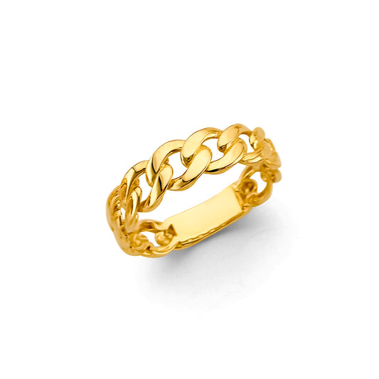 14K Gold Cuban Chain Link Ring