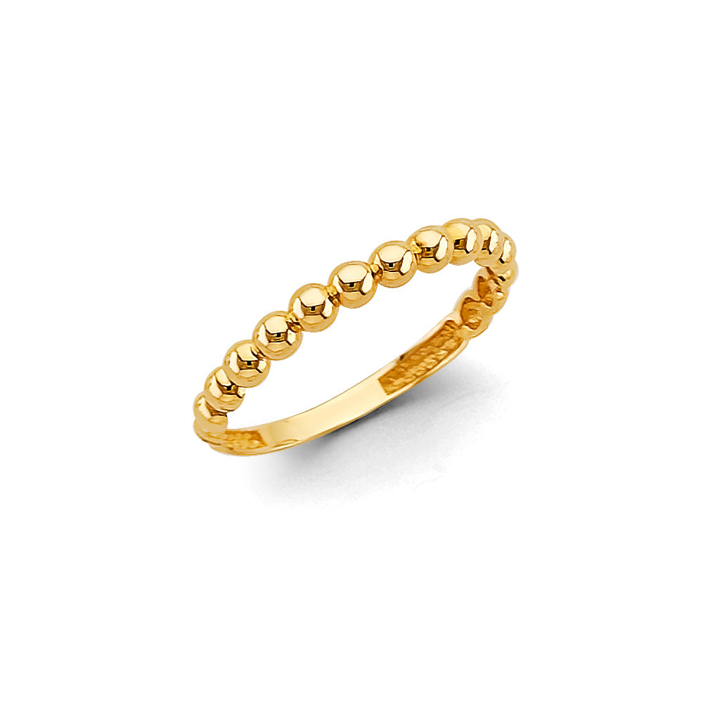14k yellow gold beaded thumb stackable ring (3128)