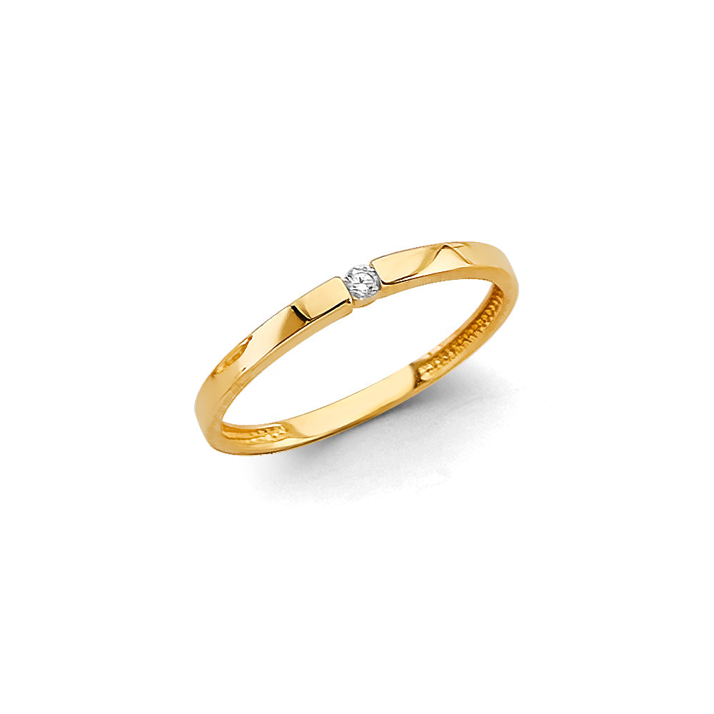 14k gold solitaire CZ ring, dainty gold stacking ring, minimalist gold band with CZ, everyday 14k gold ring, delicate gold promise ring