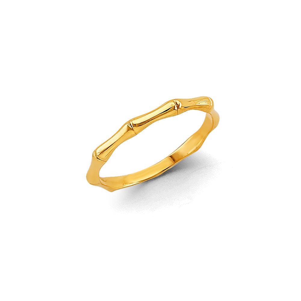 14k gold bamboo thumb stackable ring (3139)