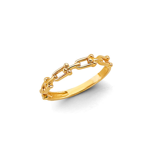 14K Gold Dainty Link Chain Ring
