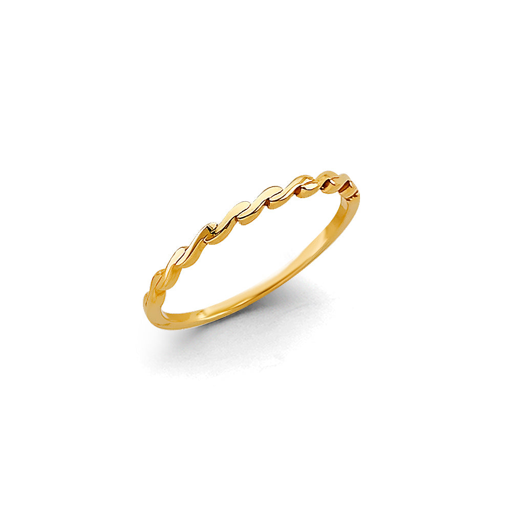 14k gold wavy stackable thumb ring (3141)