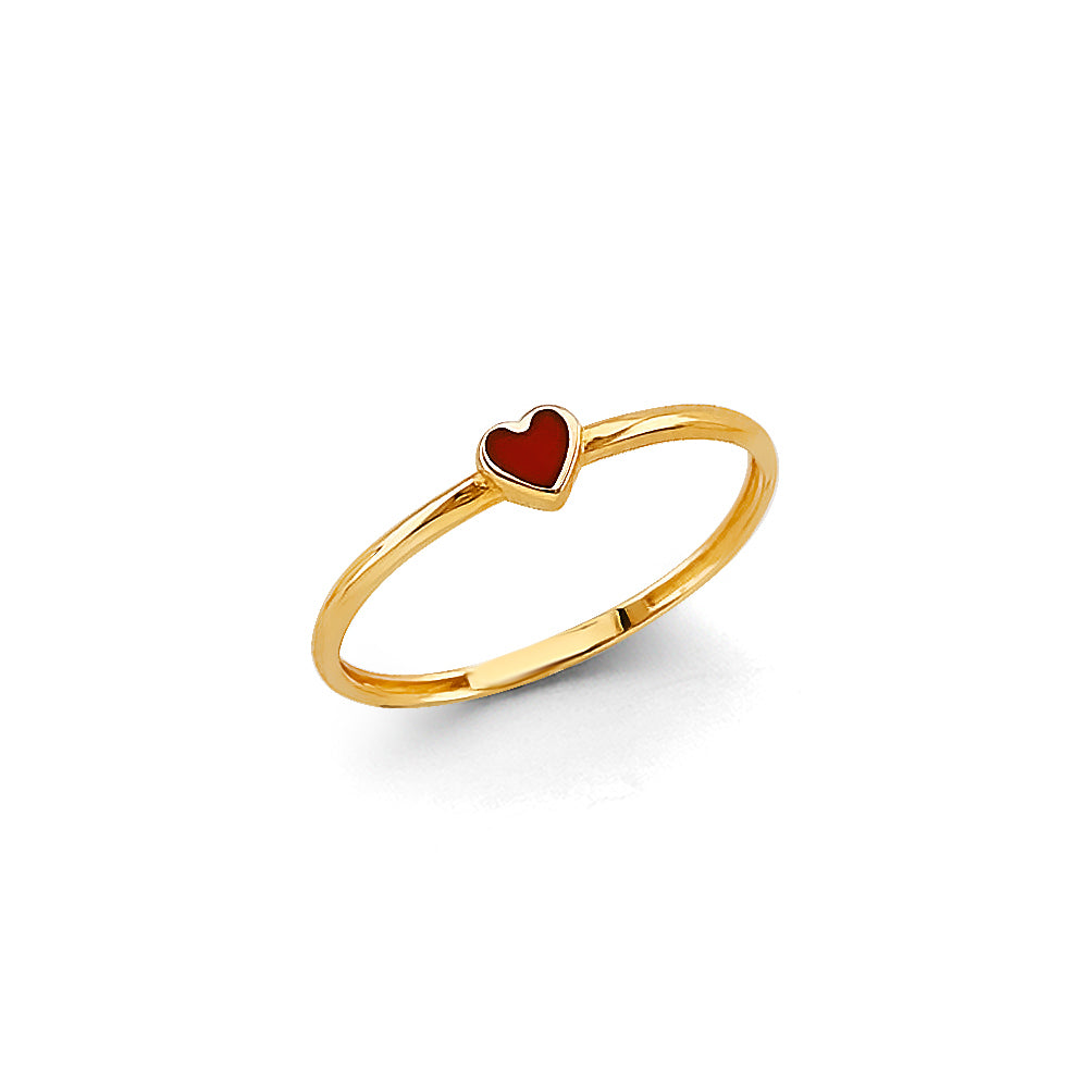 14k gold heart enamel ring