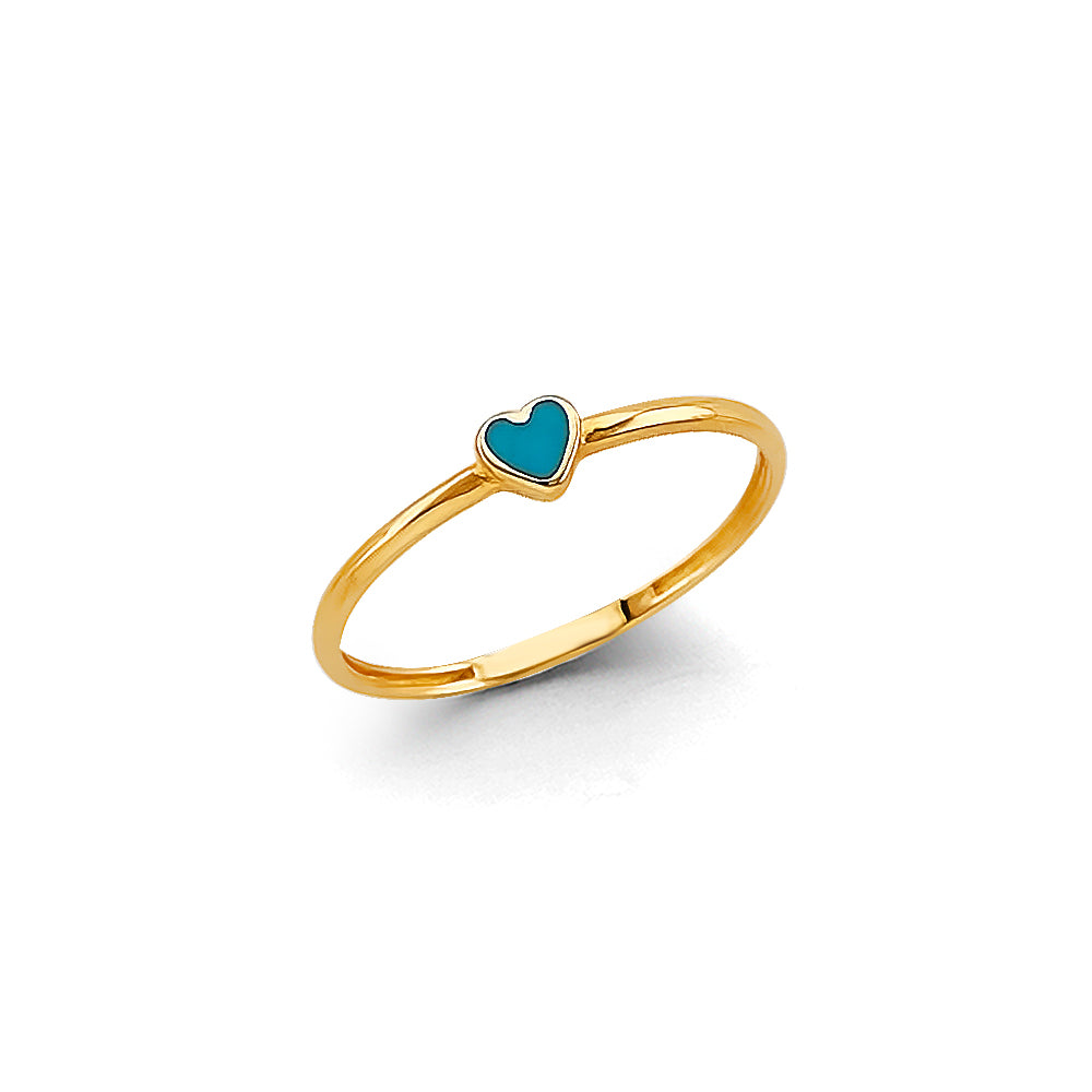 14k gold heart enamel ring