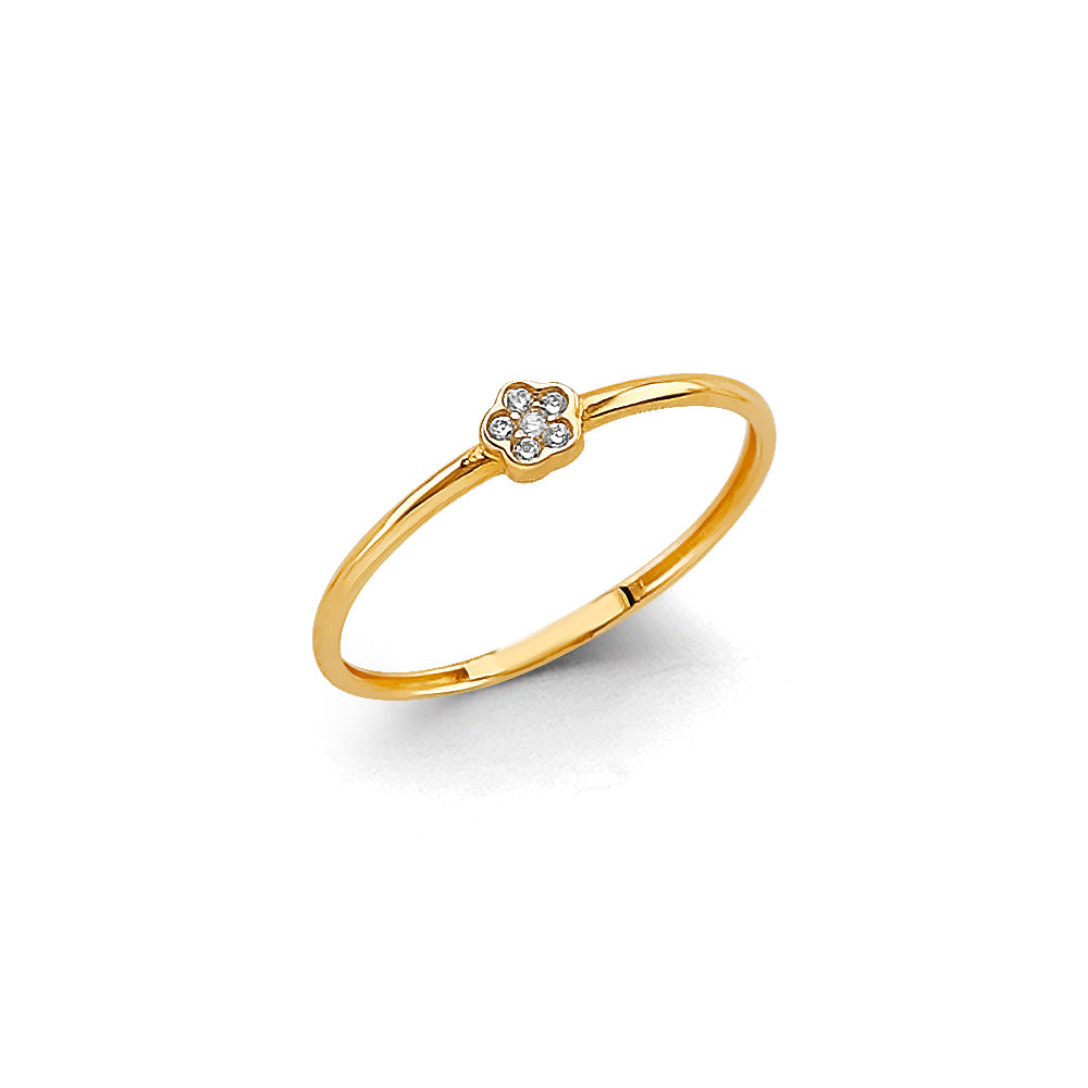 14k gold dainty cz flower ring