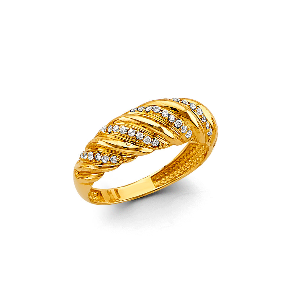 “brillo clásico” – 14k gold dome ring with cz accents