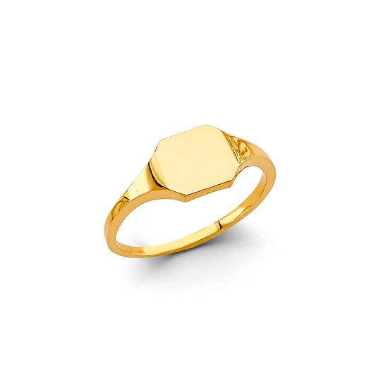 14k gold hexagon signet ring, engravable signet ring, dainty gold signet ring, custom gold ring, women’s gold signet jewelry