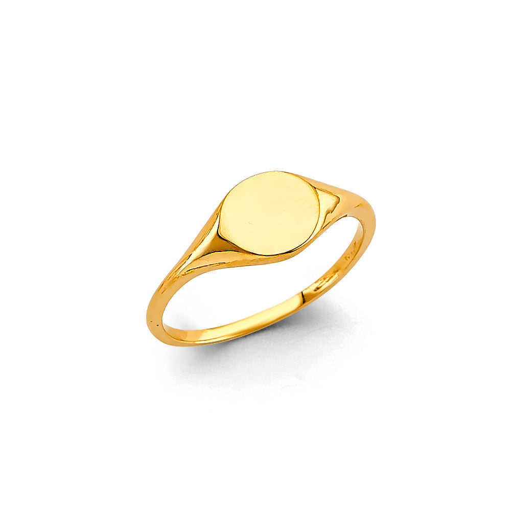 14K gold signet ring, round gold signet ring, engravable gold ring, personalized gold jewelry, real gold pinky ring