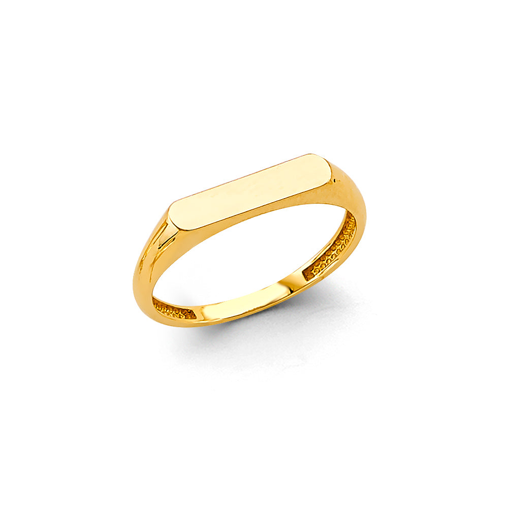 14K gold signet ring, rectangle gold signet ring, engravable gold ring, personalized gold jewelry, real gold pinky ring