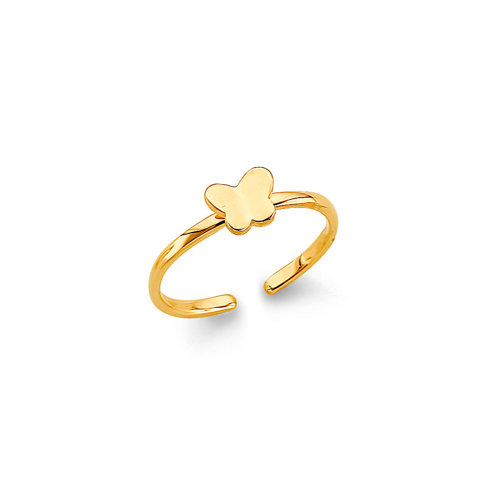 14k solid butterfly toe ring