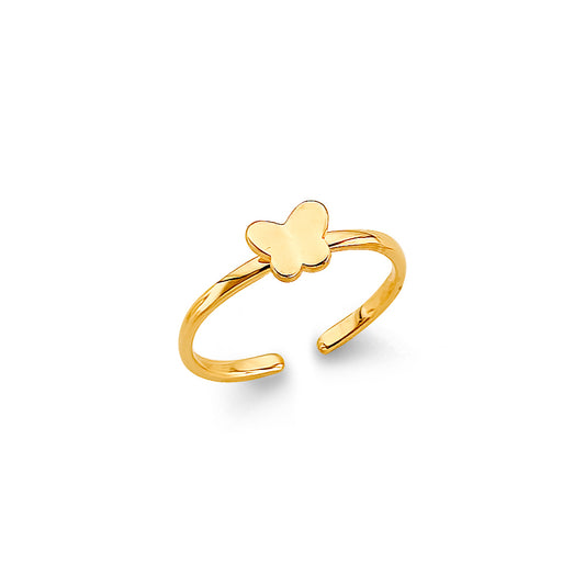 Anillo de dedo del pie de amor, amor, amor de oro macizo de 14 quilates