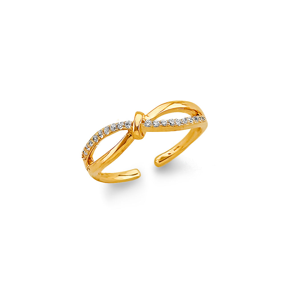 Anillo de dedo del pie de amor, amor, amor de oro macizo de 14 quilates