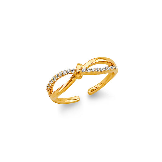 Anillo de dedo del pie de amor, amor, amor de oro macizo de 14 quilates